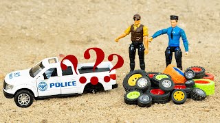 DIY tractor making mini replace wheels for police car toys  Top most creative mini tractor [upl. by Clem]