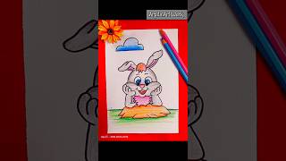 How to draw Bunny🐰  Rabbit drawing easy step by step with colour 😍✨ [upl. by Rasmussen71]