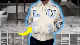 FW22 LOUIS VUITTON CREAM BUNNY VARSITY JACKET REVIEW [upl. by Drofnil787]