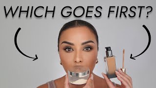 CORRECT ORDER OF CONCEALER FOUNDATION AND POWDER APPLICATION  NINA UBHI [upl. by Wiley853]