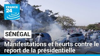 Sénégal  une manifestation contre le report de la présidentielle violemment dispersée [upl. by Orvil872]