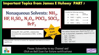 Nonaqueous Solvents NH3 HF H2SO4 N2O4 POCl3 SOCl2 BrF3 [upl. by Bekha247]