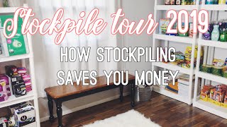 STOCKPILE TOUR 2019  How Stockpiling Saves You Money  Couponing for Beginners Part 1 [upl. by Ainnos903]