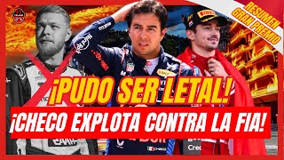 Checo Pérez sufre accidente que puso en riesgo su vida y la FIA lo deja pasar Leclerc hace historia [upl. by Moshell]