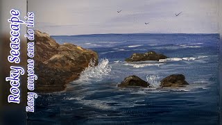 Seascape amp Rocks Acrylic painting [upl. by Adnorahc]