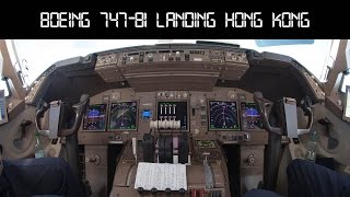 Boeing 7478 Lufthansa cockpit  landing in Hong Kong [upl. by Dido]