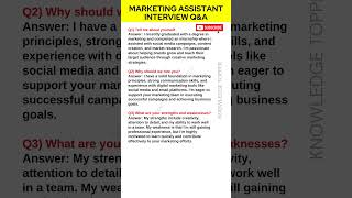 Marketing Assistant Interview Questions and Answers  Pass Guaranteed [upl. by Airetas]