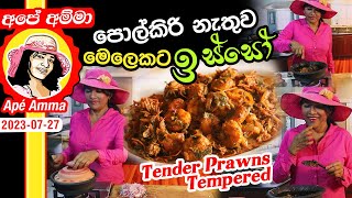 ✔ පොල්කිරි නැතුව මෙළකට ඉස්සෝ Prawn tempered by Apé Amma Isso temparaduwa [upl. by Maisey]