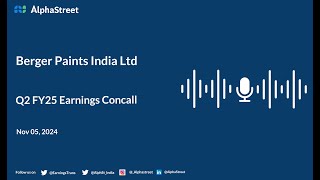 Berger Paints India Ltd Q2 FY202425 Earnings Conference Call [upl. by Ybok]