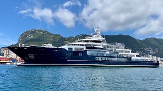 ULYSSES 11615m Kleven built yacht docking in Gibraltar [upl. by Doykos424]