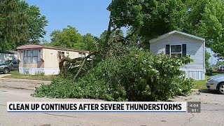 Kalamazooarea mobile home park hit by storms again after May tornado [upl. by Enyleuqcaj]