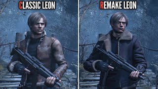 LEONS CLASSIC LOOK VS REMAKE LOOK  Full Comparison in Resident Evil 4 Remake [upl. by Einaj]