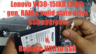 Lenovo V13015IKB RAM upgrade  solid state drive replace HDD to SSD with configuration [upl. by Rutledge366]