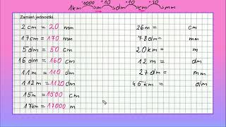 JEDNOSTKI DŁUGOŚCI zamiana jednostek  klasa 4 zadanie 1 [upl. by Trixie330]