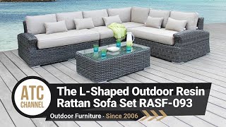 Outdoor Resin Rattan Sofa Set With An Impressive And Modern Lshaped RASF093 [upl. by Acirat]