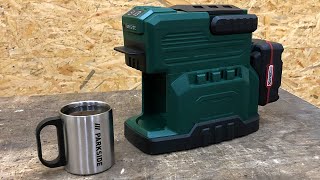 Lidl PARKSIDE ® PKMA 20Li A1  20 V Cordless coffee machine  Unboxing and Test Akku Kaffeemaschine [upl. by Okihsoy]