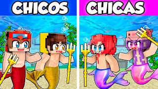 Chicos SIRENOS vs Chicas SIRENAS 🧜🏻‍♂️ en Minecraft 😱🌊 [upl. by Mitchell]