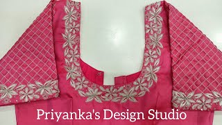 Silver Zari Aari Work Blouse Design [upl. by Latterll]