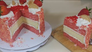 Making the Strawberry Cheesecake Crunch Cake [upl. by Ailedroc518]