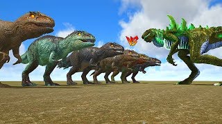 Ark Survival  ZILLA vs GIGAs and ALPHA TREXs Ep353 [upl. by Adnarram708]