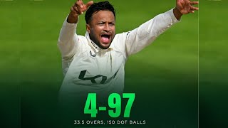 Shakib Al Hasan 4 wickets for Surrey vs Somerset Cricket Club [upl. by Ayekal]