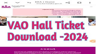 Vao Hall ticket download 2024 Vao kaddaya kannada exam hall ticket download  so all the best [upl. by Akiner328]