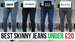 BEST FITTING MENS SUPER SKINNY JEANS FOR UNDER £20 Asos Bershka Boohooman Pull amp Bear [upl. by Retxab]