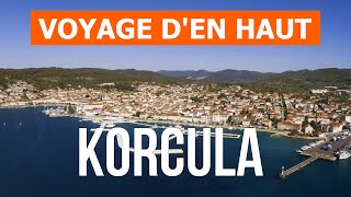 Korcula vue du ciel  Vidéo aérienne 4k drone  La Croatie lîle de Korcula den haut [upl. by Nnylrac]