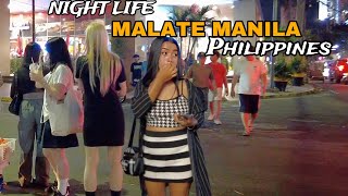 Night walk in MALATE manila Philippines 4k walking tour [upl. by Nnaxor]