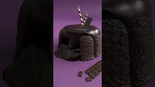 Blender 3D Chocolate Lava Cake with Dripping Chocolate Sauce shorts blender [upl. by Anaehs]