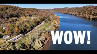 SUPER LONG TRAIN ALONG BEAUTIFUL FALL SCENERY [upl. by Nerua806]