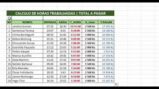 CALCULO DE HORAS TRABALHADAS NO EXCEL  APRENDA COMO FAZER [upl. by Paula744]