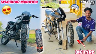 Splendor Modified😍  Install Big Tyre In Front😱  110 Number  Splendor Modified 2023 [upl. by Dugald]