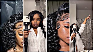 Side part quick weave tutorial🎀 curlymehair [upl. by Eadrahc]