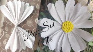 Giant Crepe Paper Daisy flower for room decoration Handmade Flores de papel crêpe PaperSaiarts [upl. by Salvador]