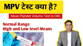 Mean Platelet Volume Mpv Blood Test in Hindi  Normal Range  Low and High Value Causes [upl. by Intruok]