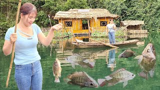 Fishing girl living alone on the lake [upl. by Eibo778]