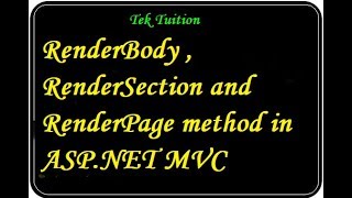 RenderBody  RenderSection and RenderPage Method in ASPNET MVC [upl. by Farica]