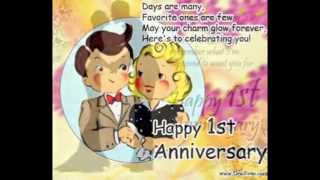 Happy 1st wedding Anniversary Greetings cardVideo [upl. by Noside]