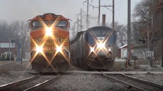 The most EPIC train race youll ever see Amtrak vs BNSF in Ottumwa IA 12914 [upl. by Ydnic]