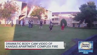 Dramatic body camera video of Kansas apartment complex fire [upl. by Korff594]