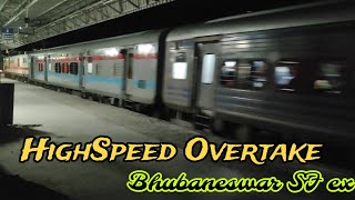 Attacking speed Overtake Action BhubaneswarSF express Overtakes Tirumala Express At Chiraala Station [upl. by Sihtnyc]