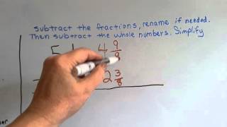 Grade 4 Math 78 Subtract Mixed Numbers by Regrouping Fractions [upl. by Trumaine]