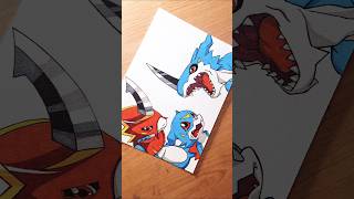 Drawing Flamedramon  Digimon 02 digimon anime drawing shorts [upl. by Vareck702]