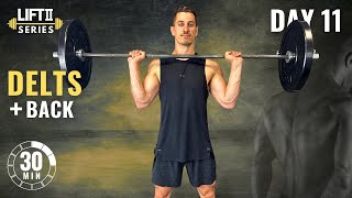 30 Min BARBELL BACK AND SHOULDER WORKOUT  Build Muscle [upl. by Brightman]