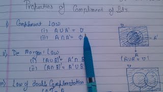 L13 Properties of complement of set class 11 [upl. by Ahsiam]