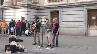 Reggae Busker singing three little birds Street Performance [upl. by Tnecillim]