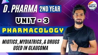 Miotics Mydiatrics amp Drugs Used in Glaucoma  Unit  3  PHARMACOLOGY  2nd Year  DPHARMA [upl. by Enicar731]