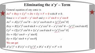 Grade 12 Math ch 6 Eliminating the 𝒙’𝒚’ – Term [upl. by Meunier968]