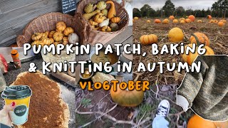 autumn baking pumpkin patch cafe and knitting  vlogtober week 3🎃 [upl. by Eicyac]